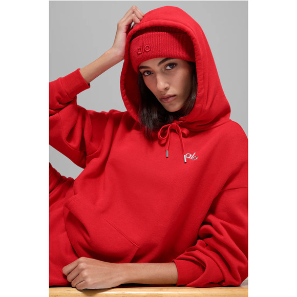 Alo Accolade Hoodie Bright Red Color Size Large NWT - Picture 3 of 5